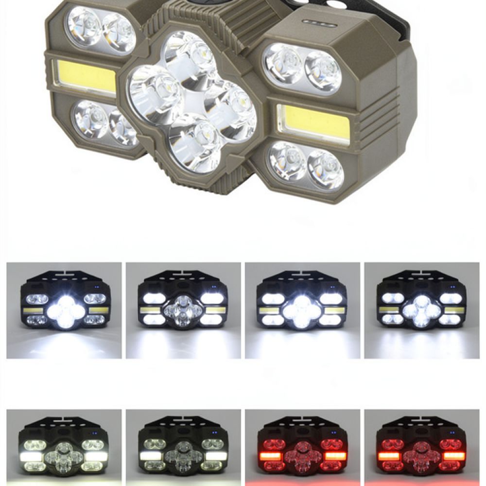 Cycling High Gear - 高出力LEDヘッドランプ、携帯型ヘッドライト、充電式懐中電灯。夜間の釣り、キャンプ、ハイキング、その他のアウトドアスポーツに最適。
