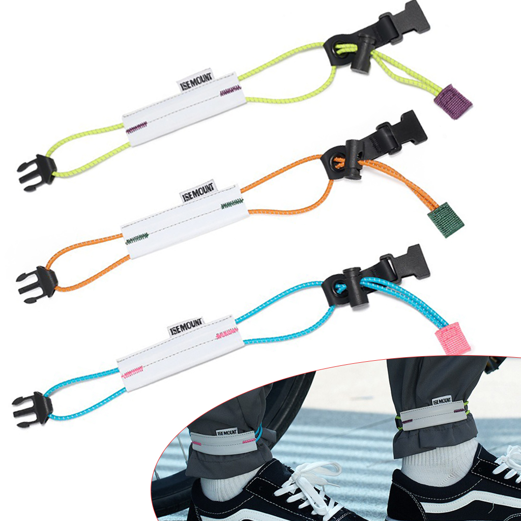 Cycling Gear Usa - 反射サイクリングパンツストラップ調節可能な自転車レッグクリップストラップ蛍光安全反射バンドロードバイク夜間走行用ギア