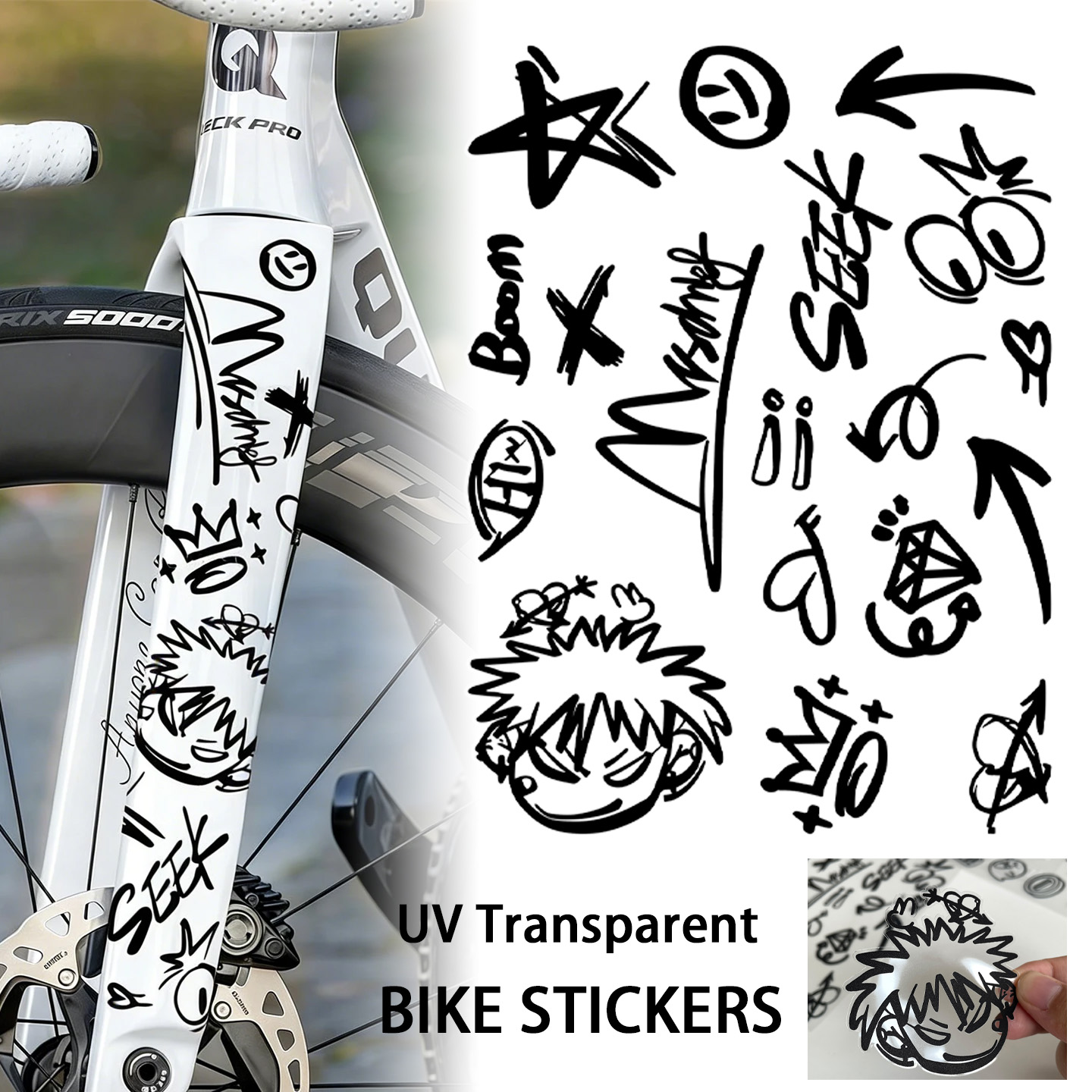 Aero Cycling Helmet - UV透明グラフィティDIYバイクステッカー自転車フレームトップチューブサイクリングロードMTBバイクボディヘルメットフロントフォークデカールアクセサリー