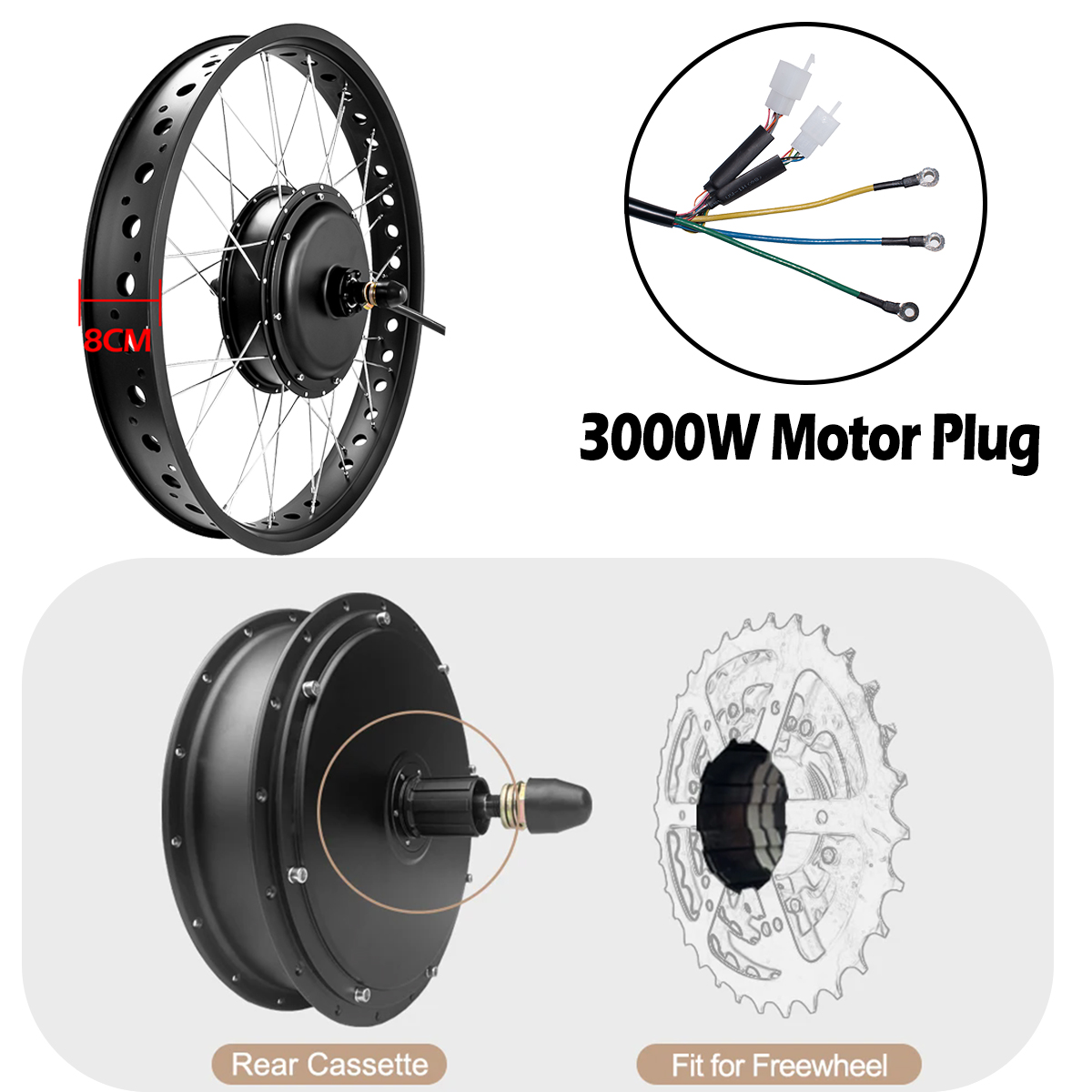 72V 3000Wブラシレスギアレスハブモーター 電動ファッ - Cyclo Gear のレビューと価格